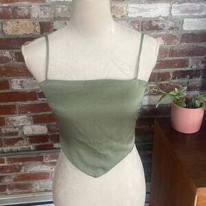 Mimosa Green Bandana Tie Back Crop Top Adjustable Strap Size S NWT